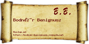 Bodnár Benignusz névjegykártya