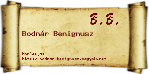 Bodnár Benignusz névjegykártya